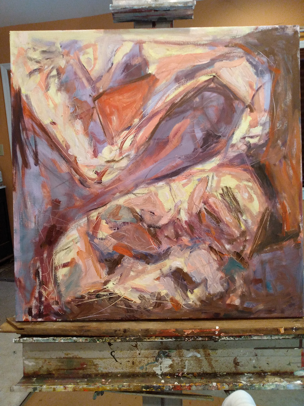 Broken Valley oil painting by Stephen P. Anderson on easel in studio